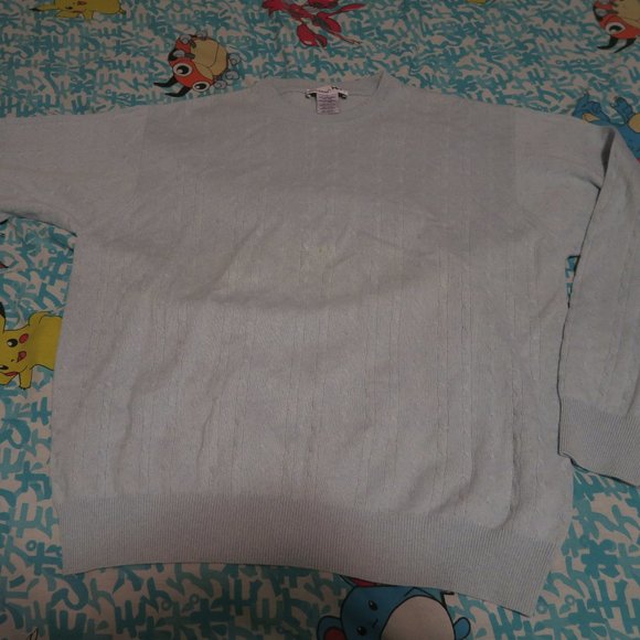 I Levrieri Cashmere Silk Cable Knit Sweater Men’s Large Light Blue Made in Italy - Picture 1 of 4